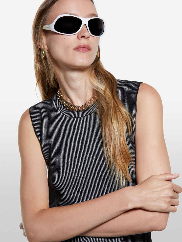 Gray knit vest - women's crew neck sweaters - Gray | Sisley image number 4